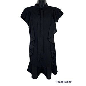 Floerns Women's Tie Neck Short Sleeve Ruffle Hem Cocktail Party Dress Size M